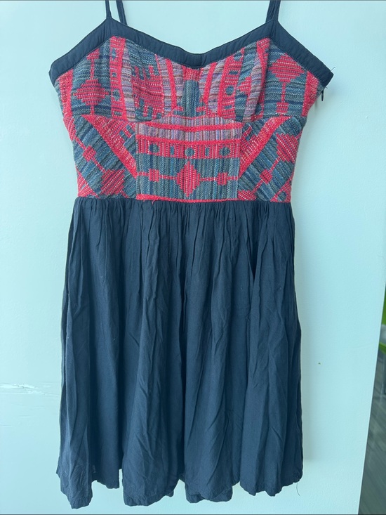Staring at Stars Dresses & Skirts - Navy Sundress with Red Geometric Smocked Bodice Size 2